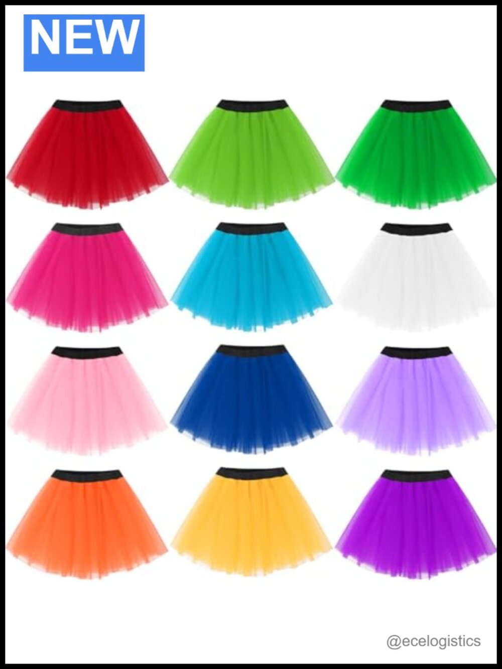 12 Pack Tutu Tulle Skirts Women Classic Elastic 4 Layered Dance Skirts Costume